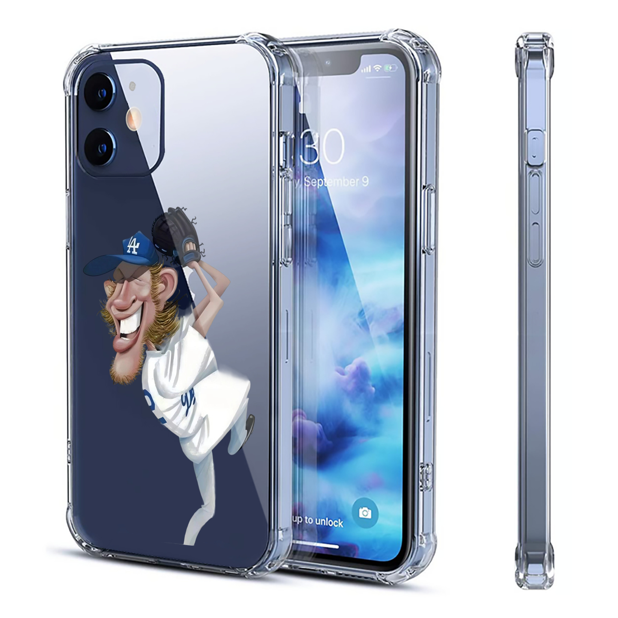 Clayton Kershaw  12 Clear IPhone 12 Case – Soft TPU With UV Print – Enhanced Drop Protection, Precise Fit, Anti-Fingerprint, Customizable Design, Scratch-Resistant, Yellow-Resistant